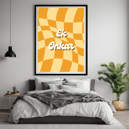 Retro Ek Onkar Framed A4 Print - Portrait/Black