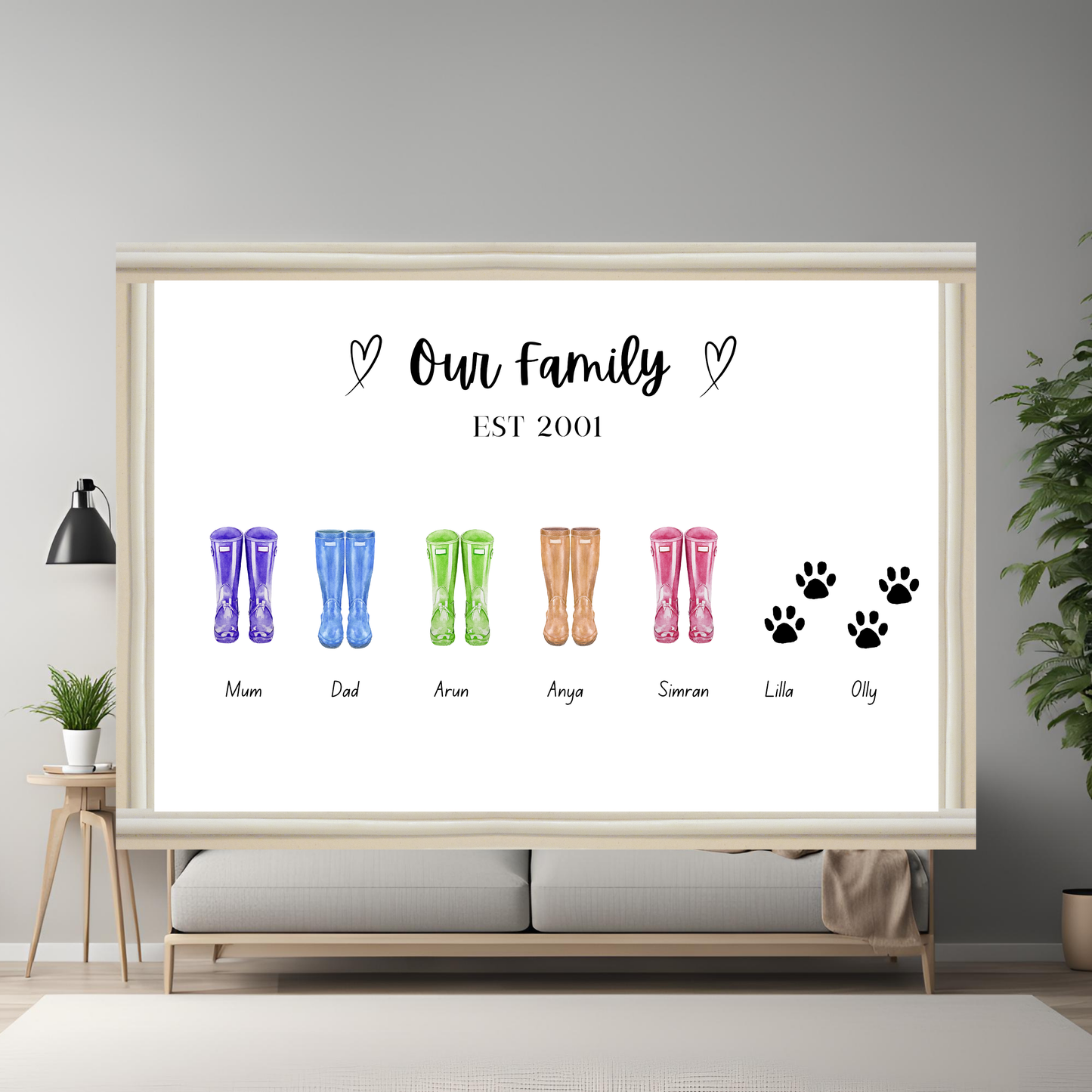 Family Wellies Customisable Print Wall Art Digital Template
