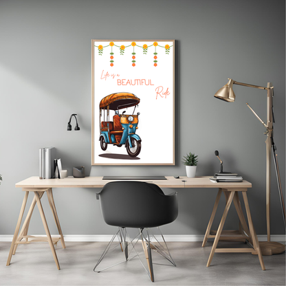 Indian Auto Took Took Life Is a Beautiful Ride Digital Print