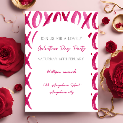 Galentines Invite Pink Kisses