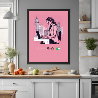Digital Art - Work Mode A4 Framed Print