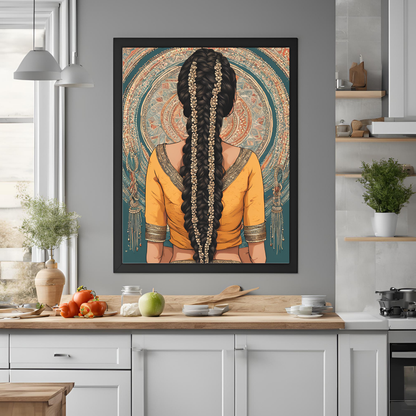 South Asian Art  Punjabi Girl with Parande - Digital Printable Wall Art