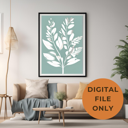 Botanical Print Sage Green Wall Art Digital Download
