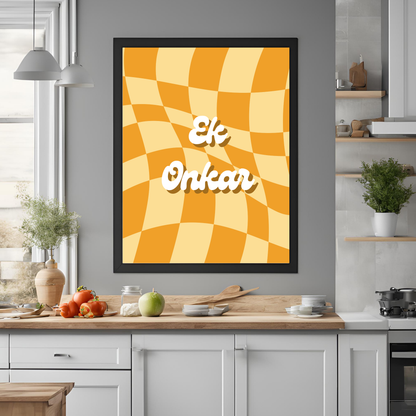 Retro Ek Onkar Framed A4 Print - Portrait/Black