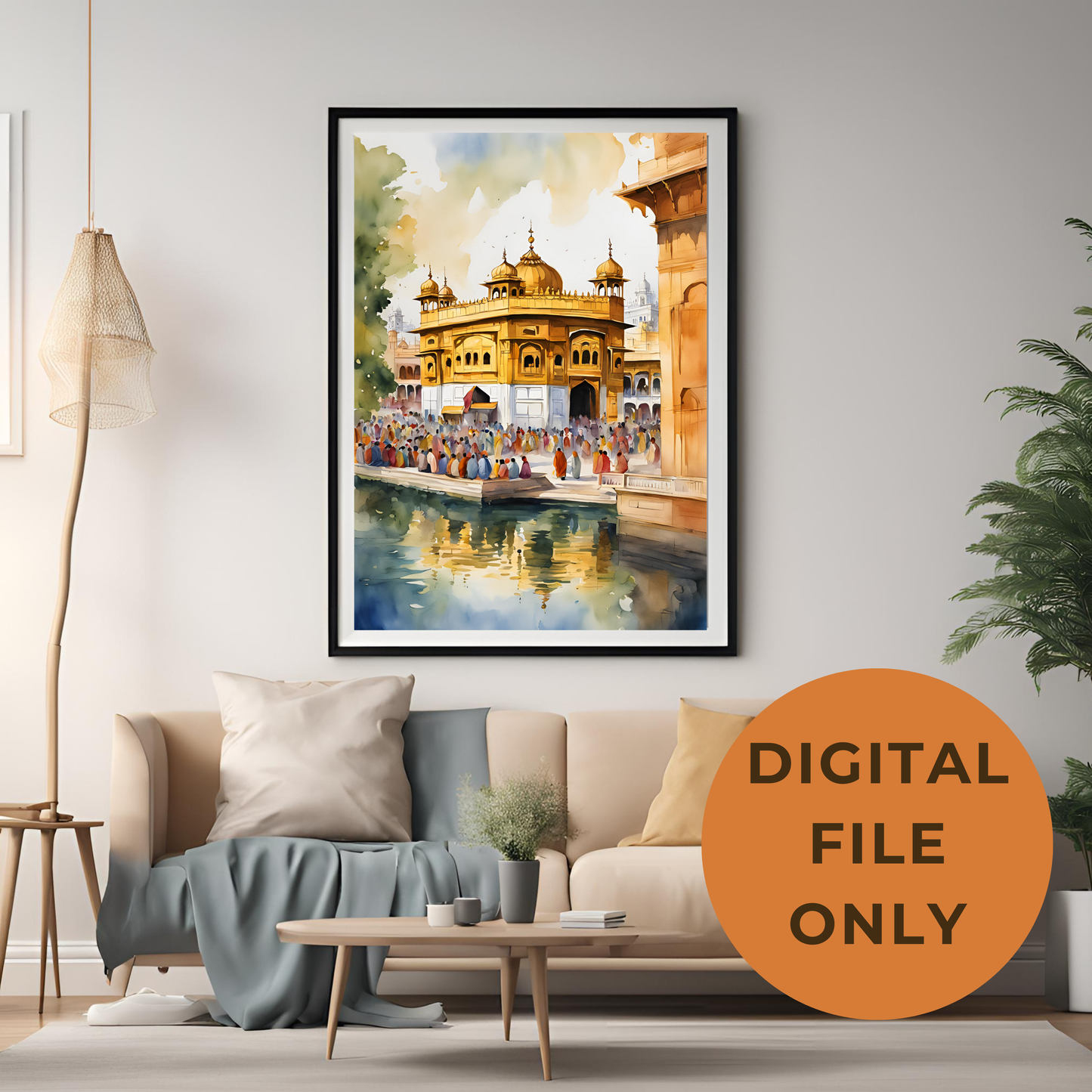 Amritsar Watercolor Painting, India Travel Poster - Digital File