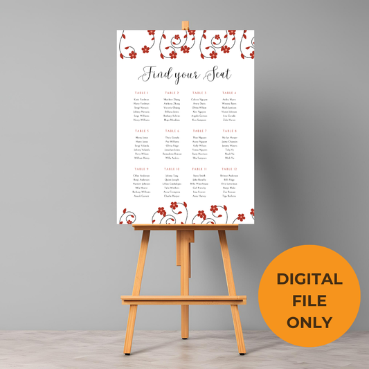 Floral Seating Plan Digital Download - Online Template