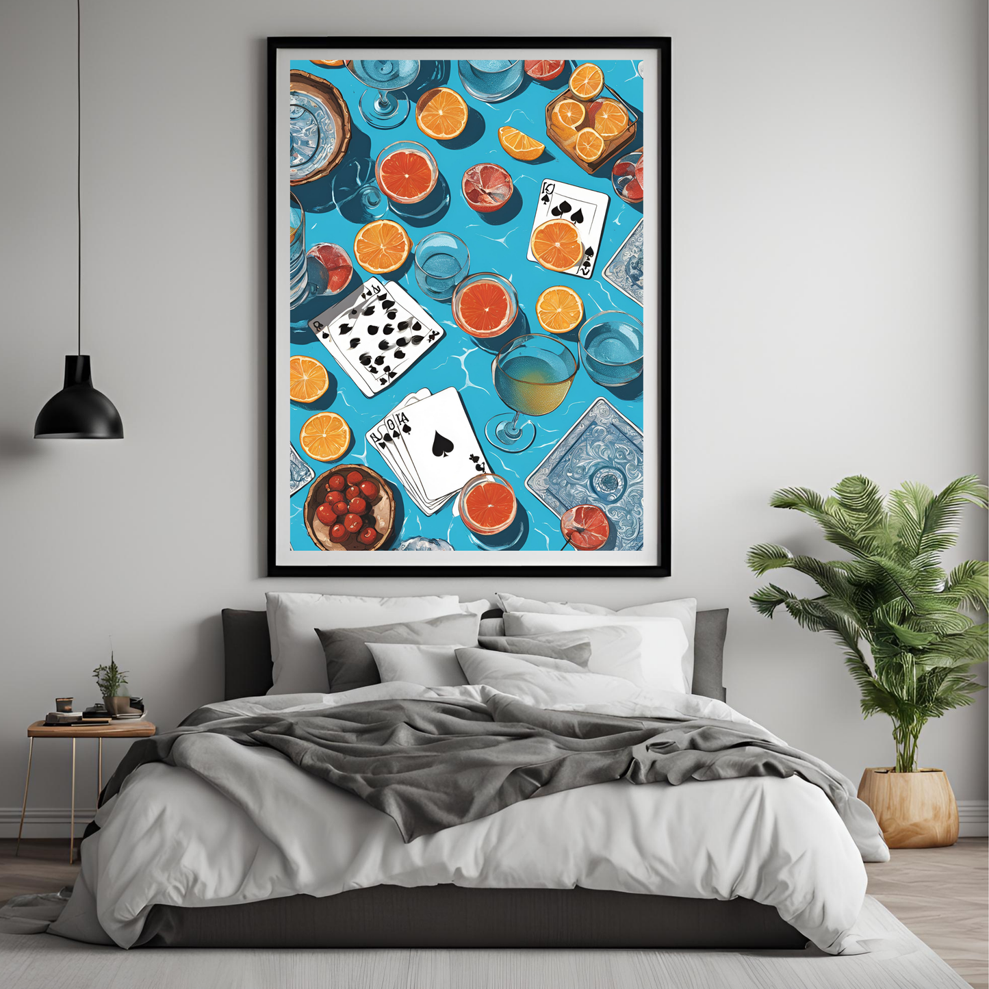 Vintage Blue Playing Cards By Pool Wall Art Digital Download