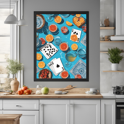 Vintage Blue Playing Cards By Pool Wall Art Digital Download