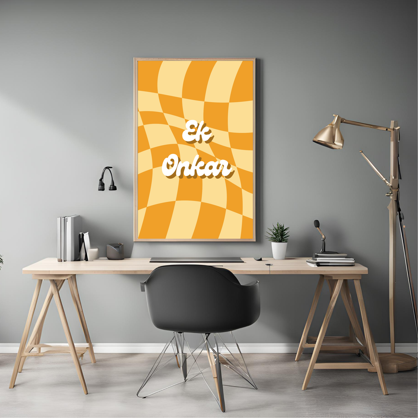 Retro Ek Onkar Framed A4 Print - Portrait/Black