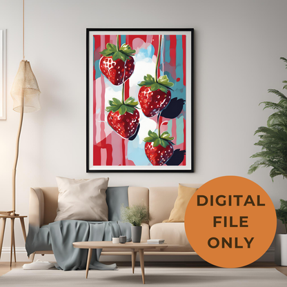 Disco Strawberries Art Print - Trendy Wall Art Poster