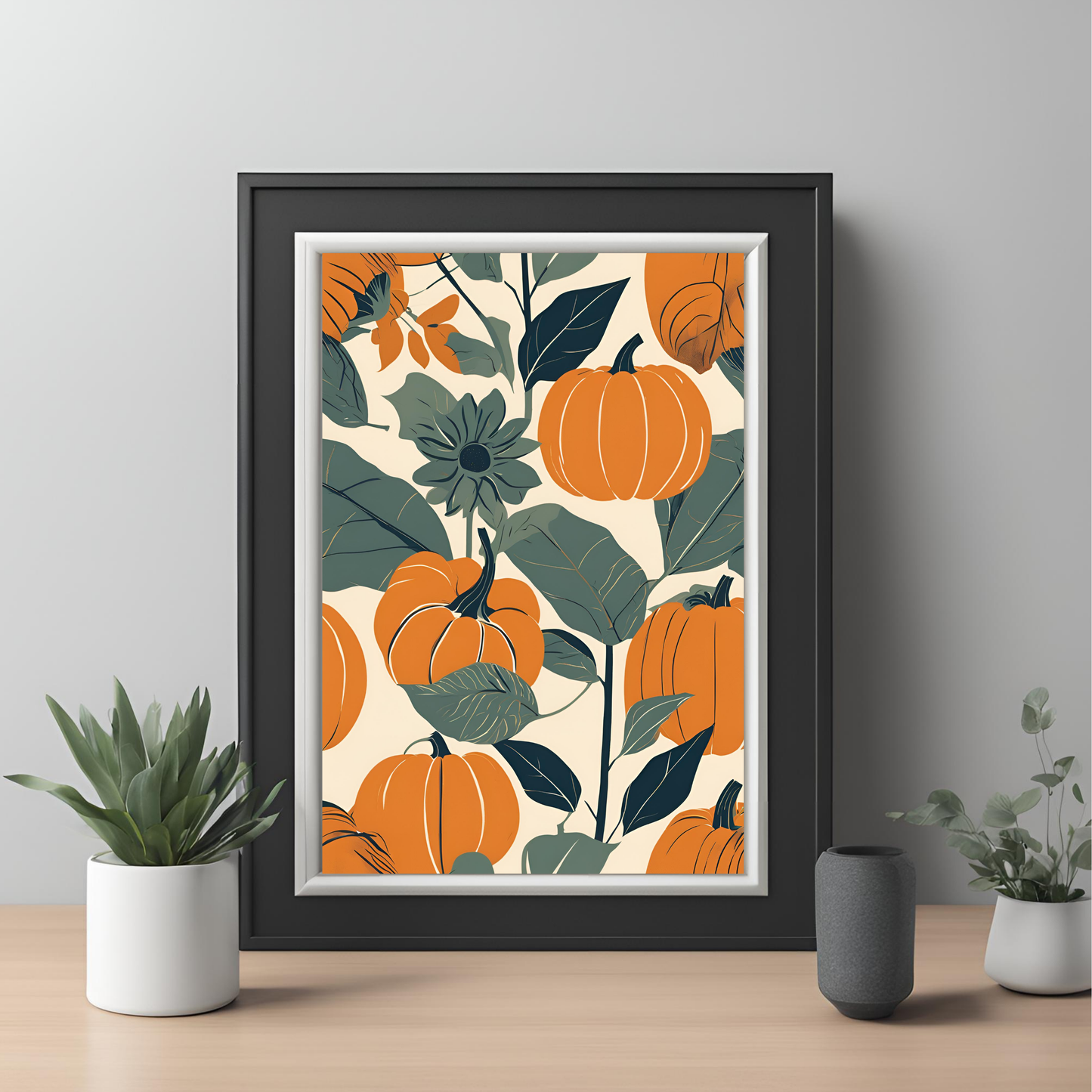 Pumpkins and Sunflowers Collage Wall Art Digital Download