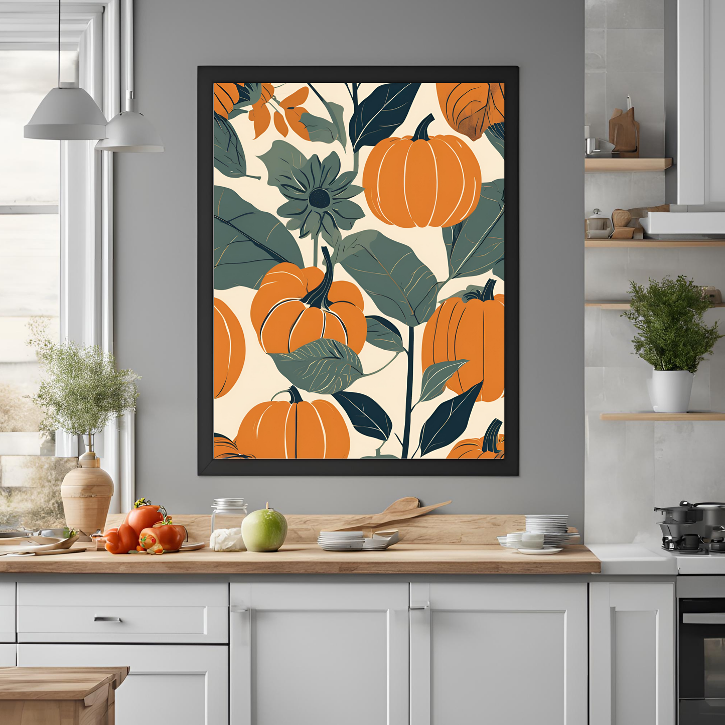 Pumpkins and Sunflowers Collage Wall Art Digital Download