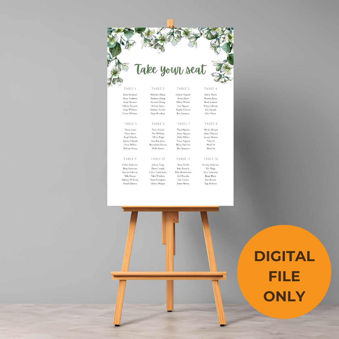 Leaf Seating Plan Digital Download - Online Template