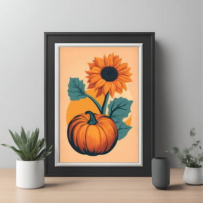 Pumpkin and Sunflower Orange Wall Art Digital Download
