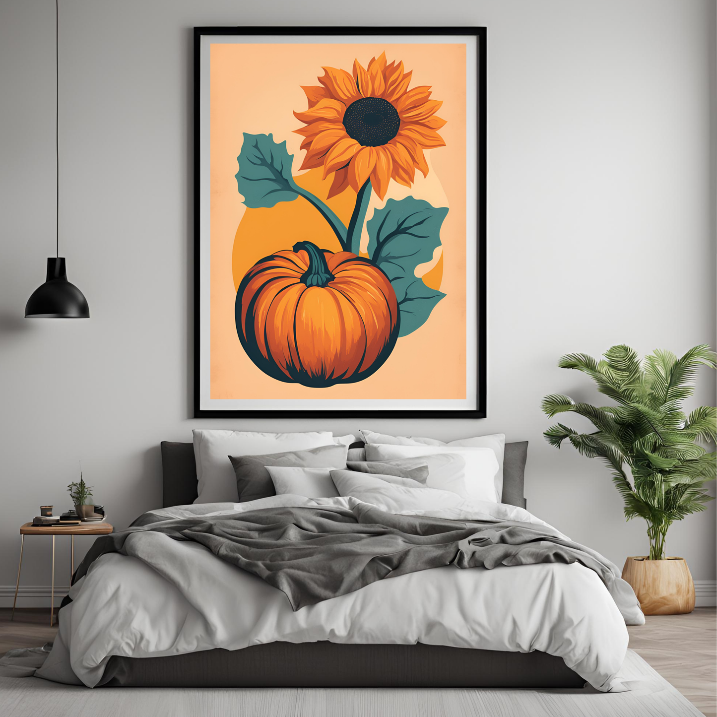 Pumpkin and Sunflower Orange Wall Art Digital Download