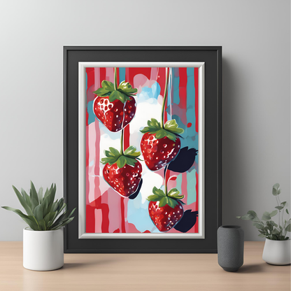 Disco Strawberries Art Print - Trendy Wall Art Poster