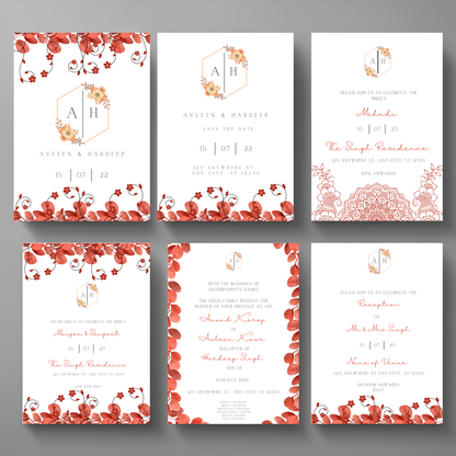 Floral Invite Inserts Digital Download 6pcs - Online Template