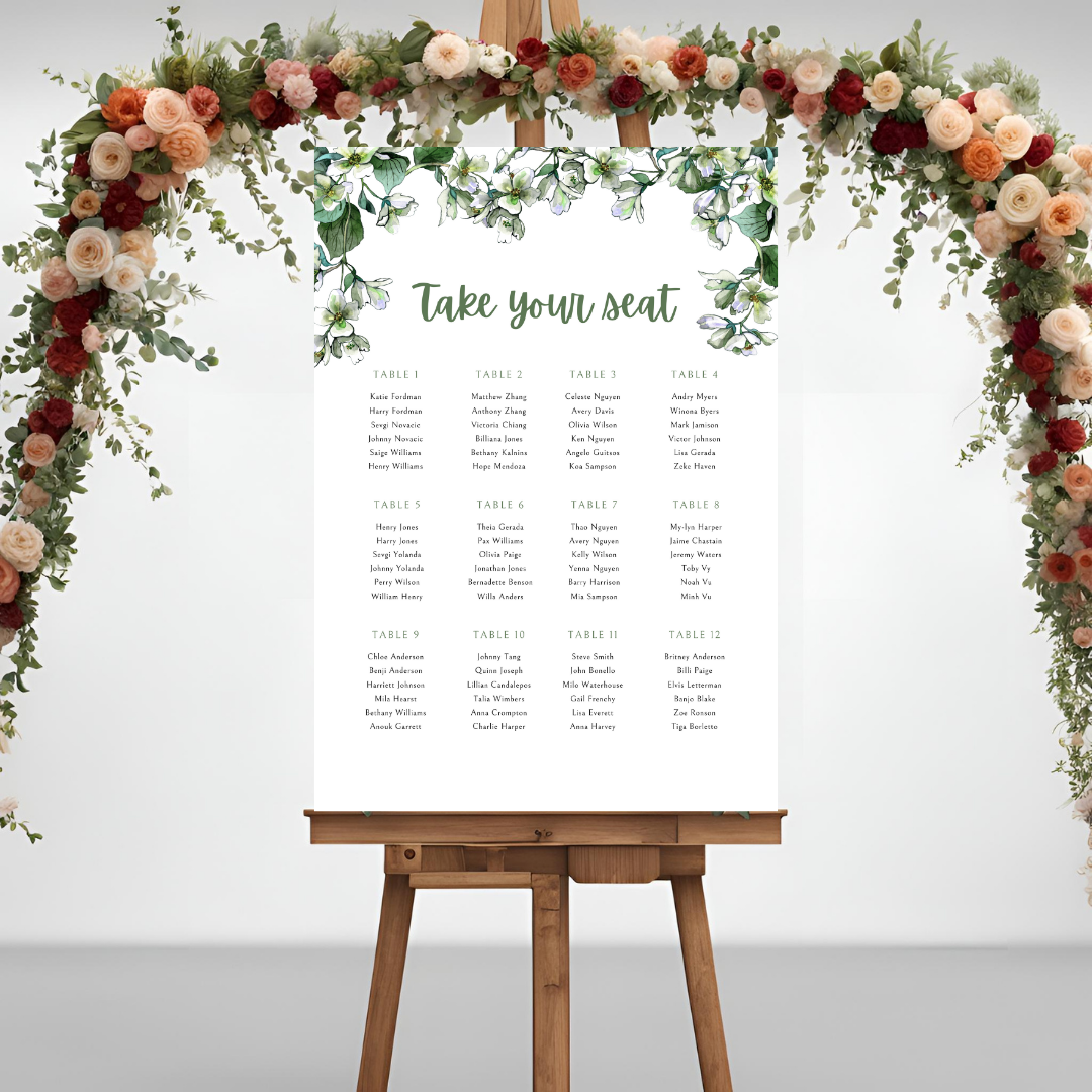 Leaf Seating Plan Digital Download - Online Template