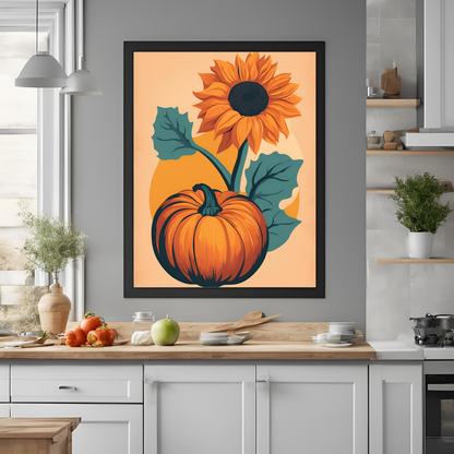 Pumpkin and Sunflower Orange Wall Art Digital Download