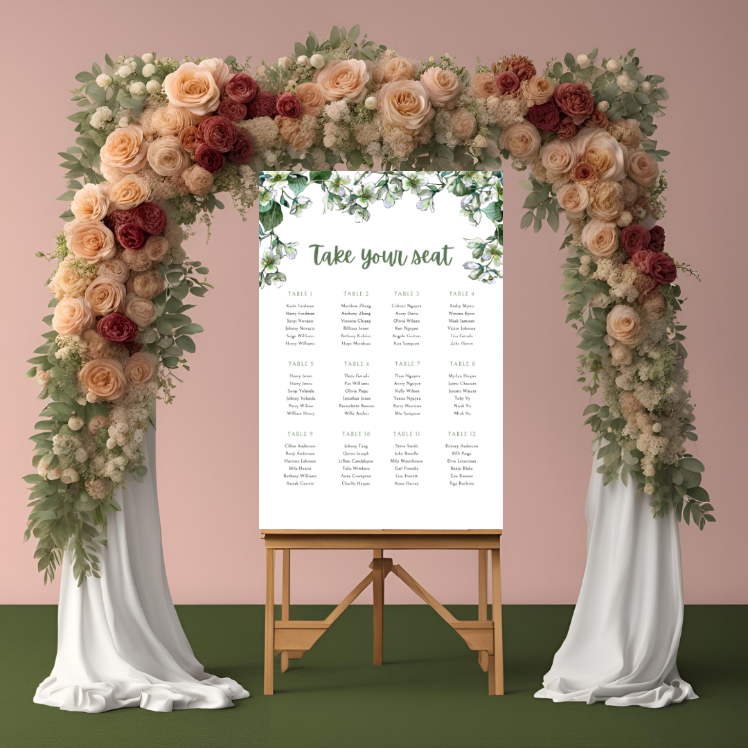 Leaf Seating Plan Digital Download - Online Template