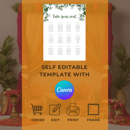 Leaf Seating Plan Digital Download - Online Template