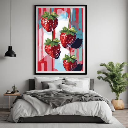 Disco Strawberries Art Print - Trendy Wall Art Poster