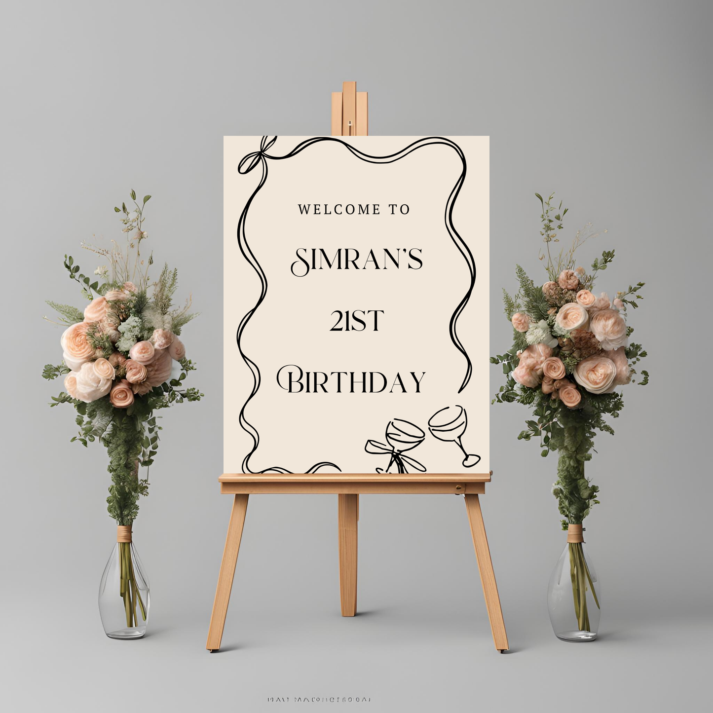 Minimalist Bow Celebration Entrance Board Digital Download - Online Template