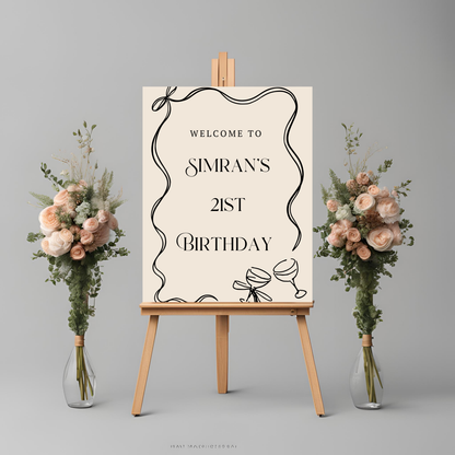 Minimalist Bow Celebration Entrance Board Digital Download - Online Template