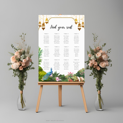 Peacock Garden Seating Plan Digital Download - Online Template