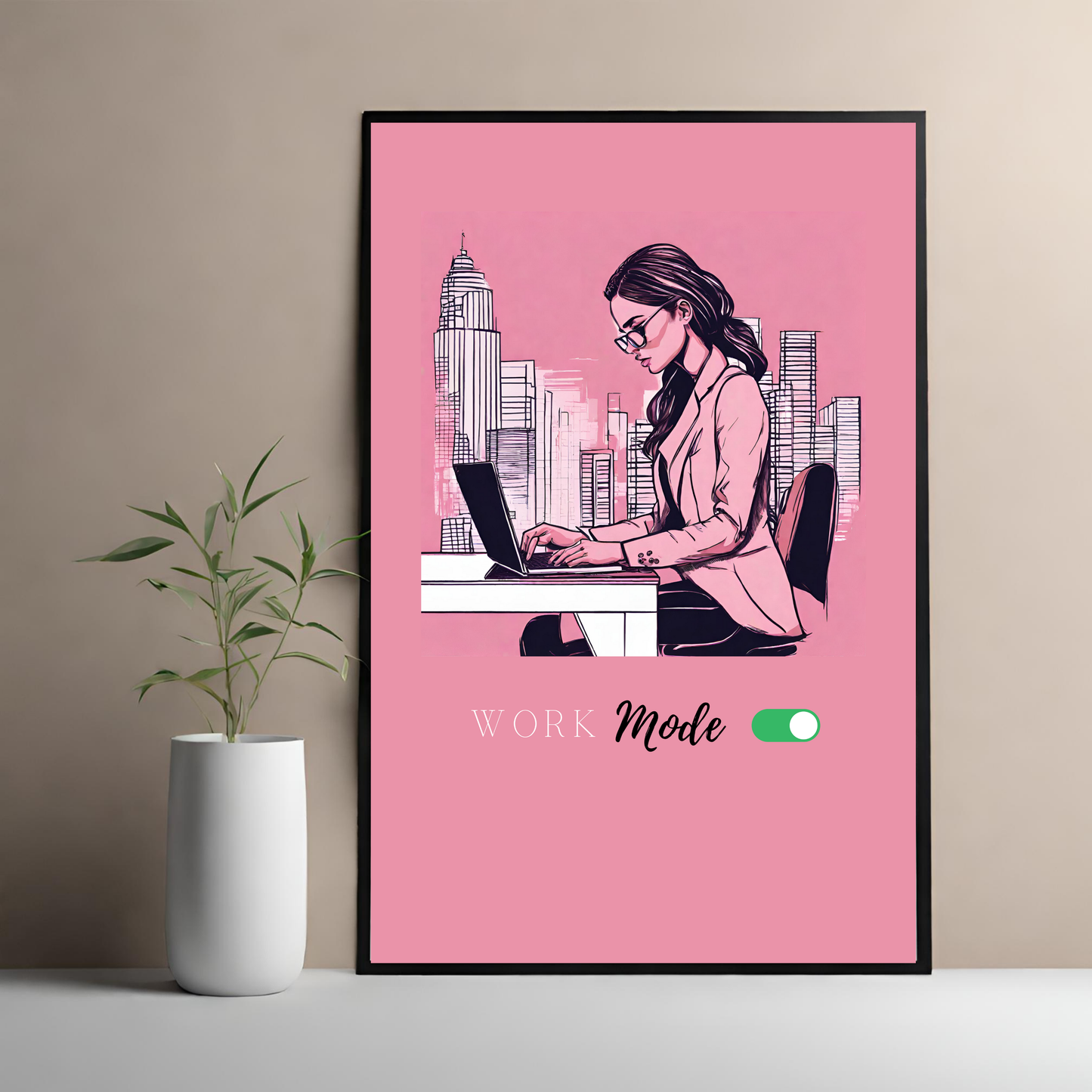 Digital Art - Work Mode A4 Framed Print