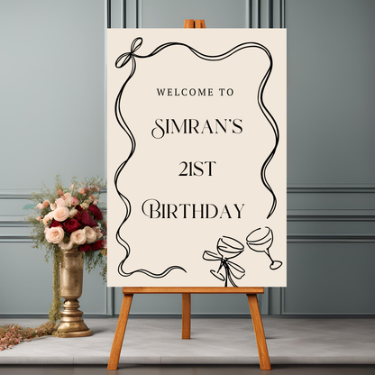 Minimalist Bow Celebration Entrance Board Digital Download - Online Template