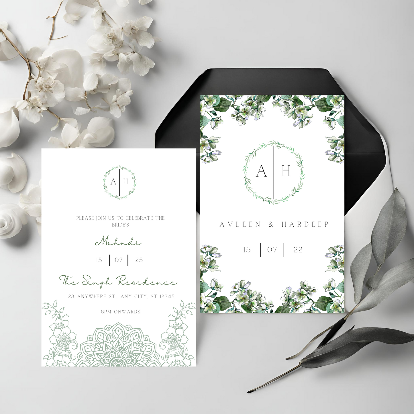Leaf Invite Inserts Digital Download 6pcs - Online Template