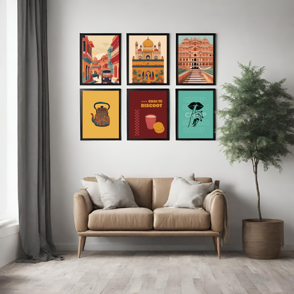 Chai Party Black Framed A4 Portrait Print