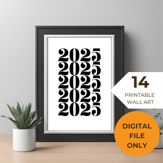 Trendy New Year's Eve Wall Art – 2025 Printable Decor Set