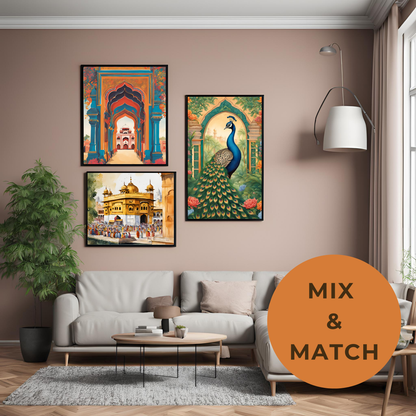 Jaipur Peacock Garden - Mughal Inspired Digital Print