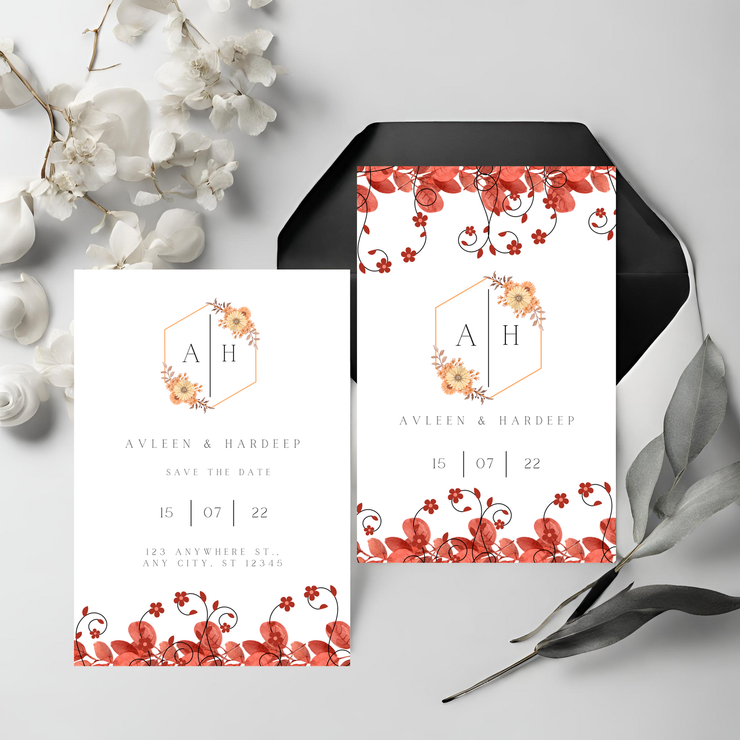 Floral Invite Inserts Digital Download 6pcs - Online Template