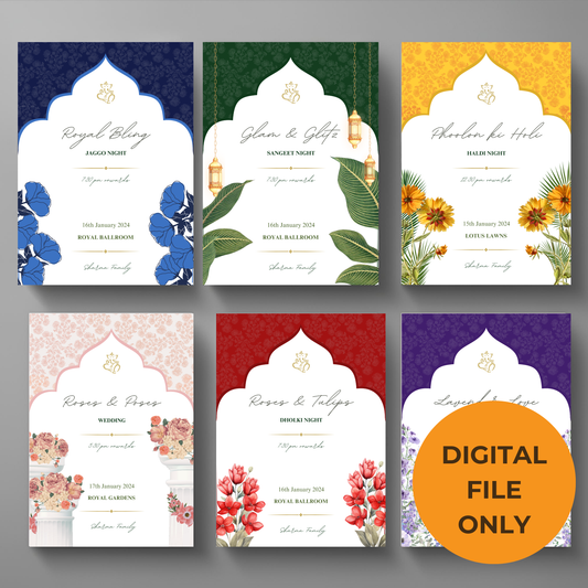 Minimalist Floral Invites 6pcs Digital Download - Online Template
