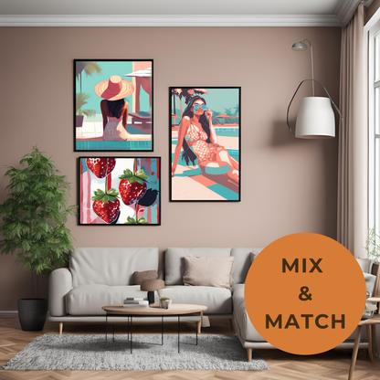Disco Strawberries Art Print - Trendy Wall Art Poster