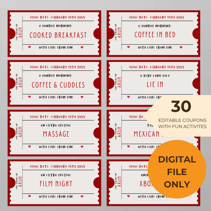 Love Coupon Editable Digital Template