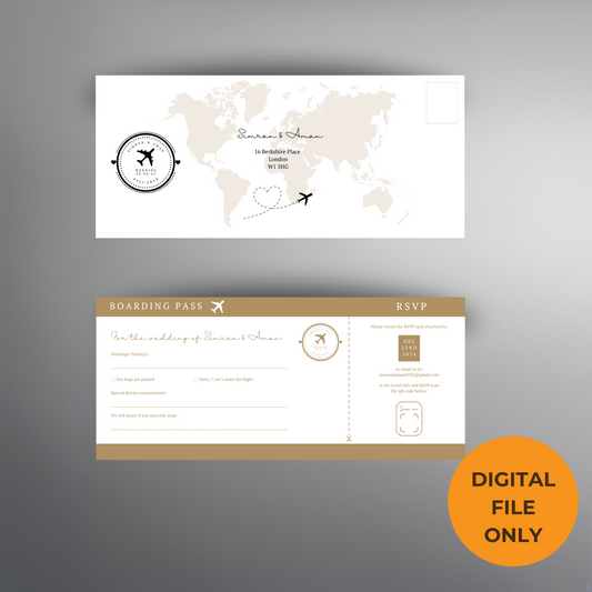 Destination Wedding Passport Invitation Digital Download - Online Template