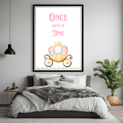 Once Upon a Time Framed A4 Nursery Print - Portrait/Black