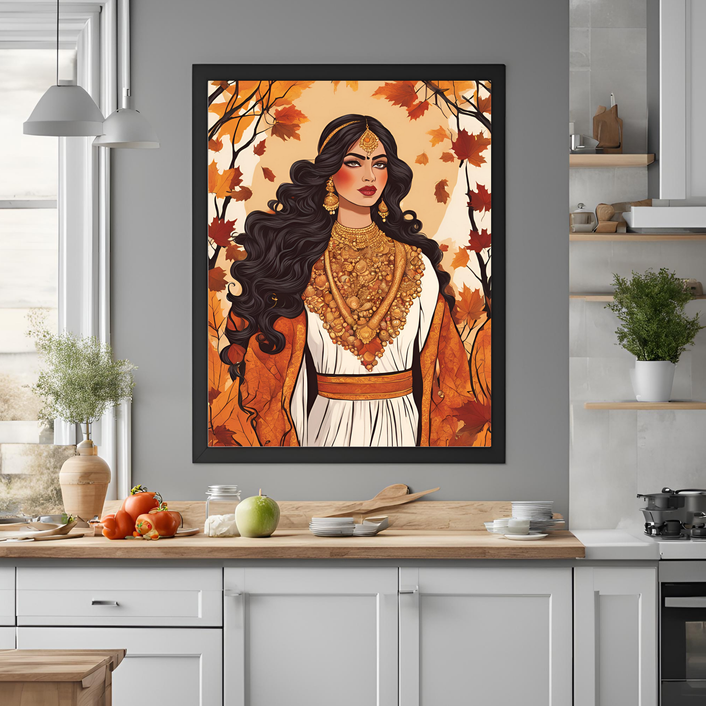 South Asian Art Desi Autumn Fall Princess Digital Print