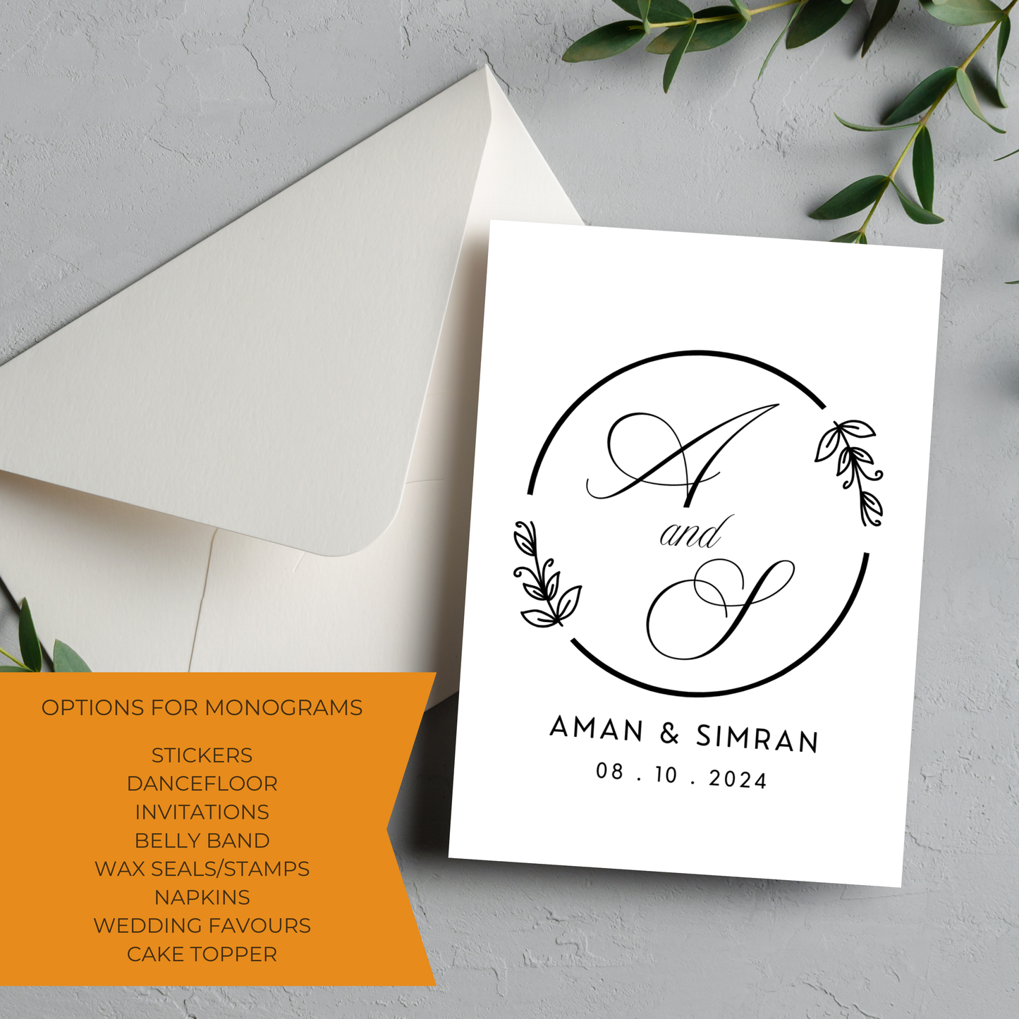 Black Floral Monogram Digital Download - Online Template