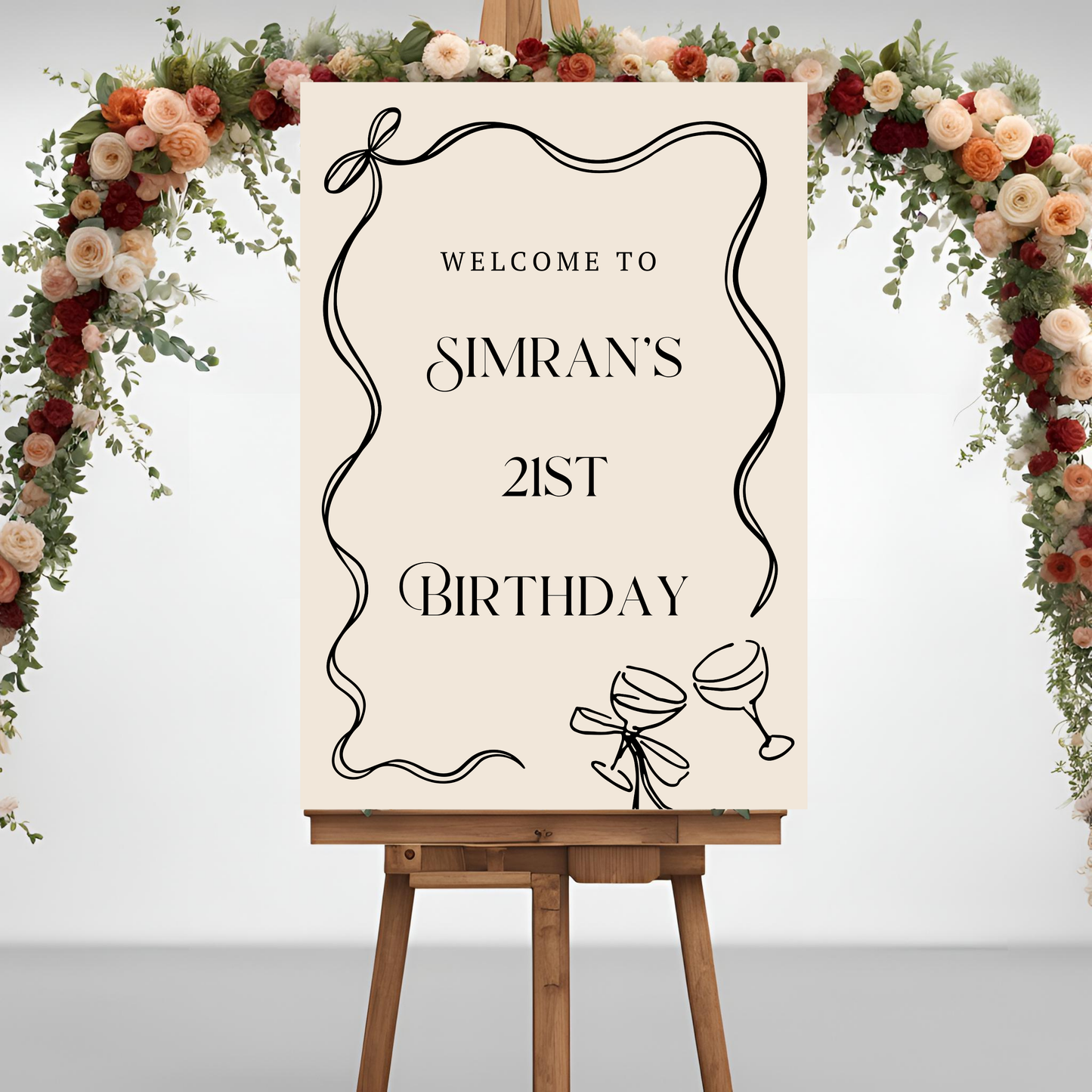 Minimalist Bow Celebration Entrance Board Digital Download - Online Template