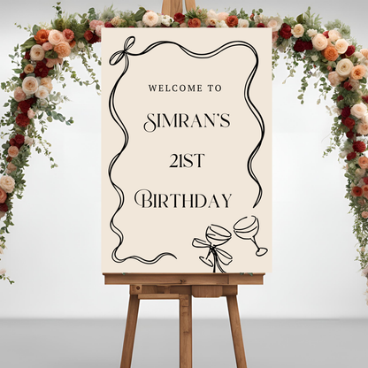 Minimalist Bow Celebration Entrance Board Digital Download - Online Template
