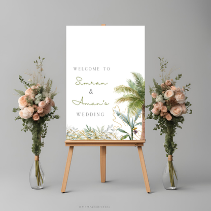 Destination Wedding Palm Tree Entrance Board - Online Template