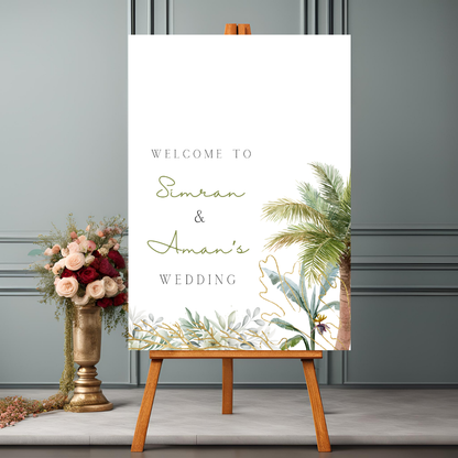 Destination Wedding Palm Tree Entrance Board - Online Template
