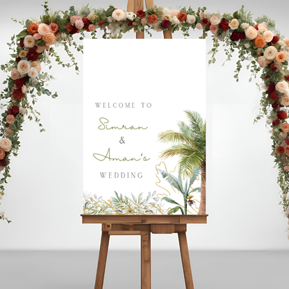 Destination Wedding Palm Tree Entrance Board - Online Template