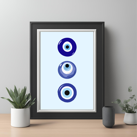 Nazar Evil Eye Black Framed Portrait Print