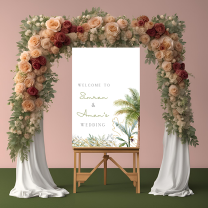 Destination Wedding Palm Tree Entrance Board - Online Template